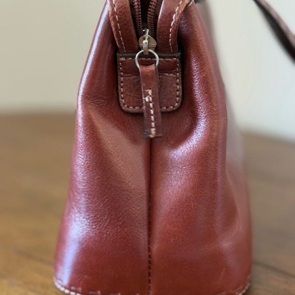 Beautiful Vintage Chestnut Brown Fossil 100% Leather Handbag Purse - Picture 6 of 14